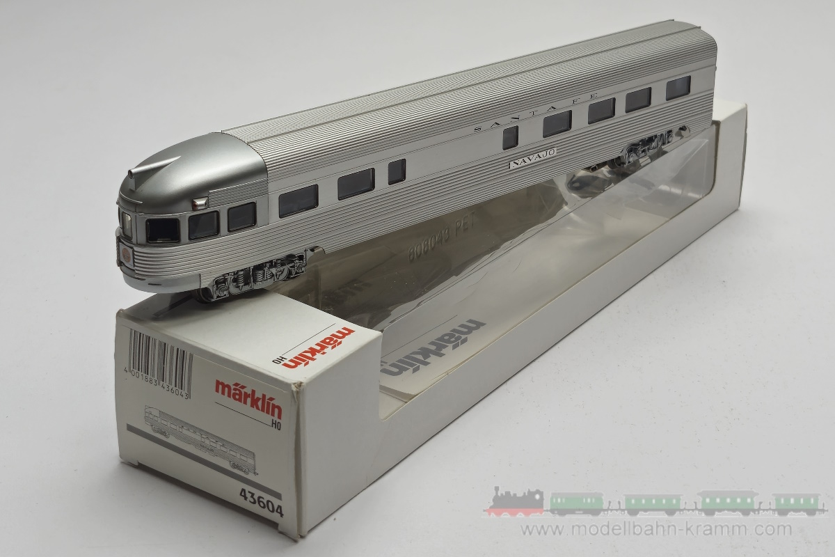 1A.Gebrauchtware 540.0043604.001, EAN 2000075661814: Märklin H0 AC 43604 Schlusswagen Streamliner Observation mit Panorama-Abteil silber US