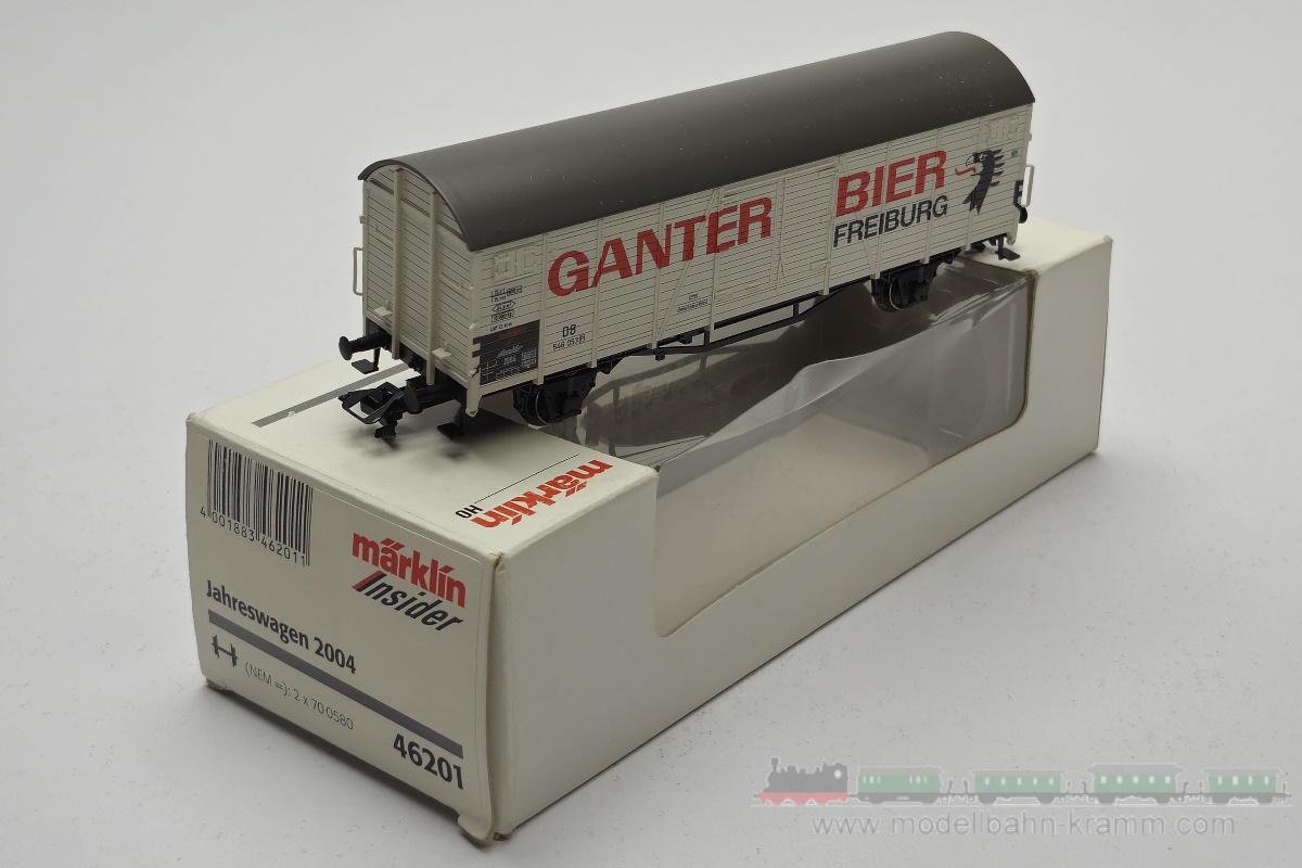 1A.Gebrauchtware 540.0046201.005, EAN 2000075660152: Märklin H0 AC 46201 Gedeckter Güterwagen Ganter Bier DB