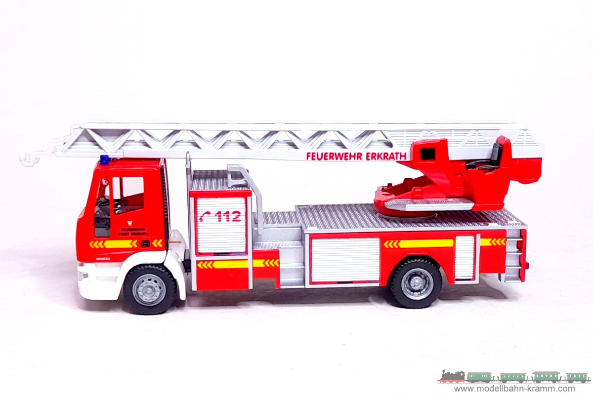 1A.Gebrauchtware 735.0068518.001, EAN 2000075557599: Rietze H0 68518 Iveco Magirus DLK M 32 L Feuerwehr Erkrath (Mettmann).