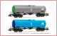 Arnold 6537, EAN 5055286685095: ERR, 2-unit set 4-axle tank wagons, 1x green/grey + 1 x  light blu